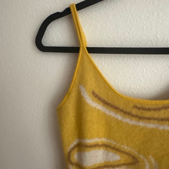 Yellow‎ Swirl Cutout Knit Midi Dress Spaghetti Straps - Picture 7 of 10